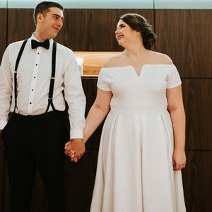 Women’s Plus Bridal Cocktail 1950s Off-Shoulder Swing Dress